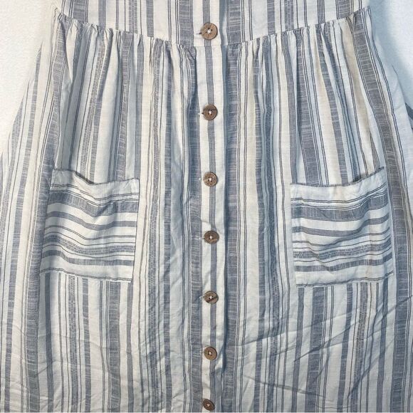 Roxy Smocked Black/White Striped Sleeveless Dress Size Small - Picture 7 of 15